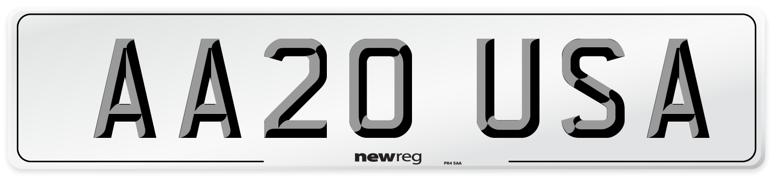 AA20 USA Number Plate from New Reg